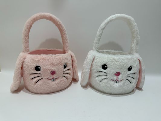 150mm 4&quot; Pâques de rose et blanche Bunny Stuffed Animal Rabbit Plush Toy With Basket