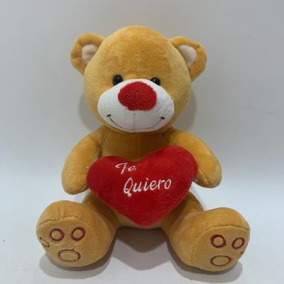 Ours jaune de peluche de 20 cm avec l'article mignon de peluche de jouets rouges de coeur pour la Saint-Valentin