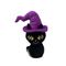 20cm Halloween parlant le chat noir avec le chapeau pourpre enregistrant le jouet bourré