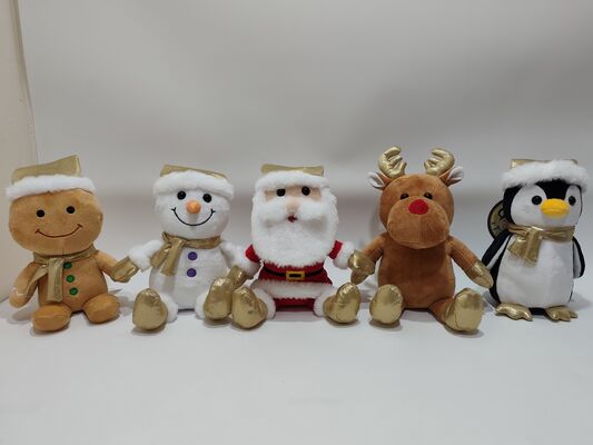 5 jouets de Noël en peluche de couleur dorée