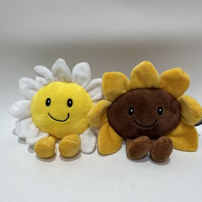 Healing Smiling Daisy and Sunflower Plush Dolls Fluffy Petals Chocolate-Colored Center Cute Short Legs