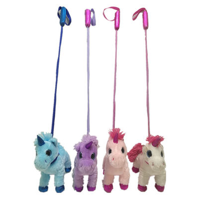 rose de marche Unicorn Stuffed Animals de chant de 7.87in et jouets de peluche avec le bâton escamotable