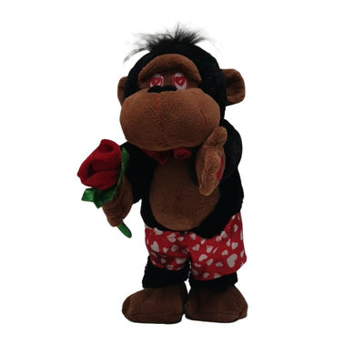 La peluche de jour de valentines joue la danse de chant tordant Gorilla With Rose