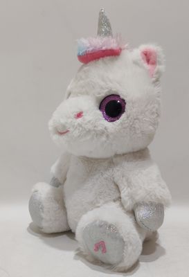 Grands yeux gravés impression chantant gauche et droite yeux lumières licorne jouet en peluche électrique