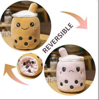 Logo personnalisé double face de couleur réversible tasse de thé au lait jouet en peluche