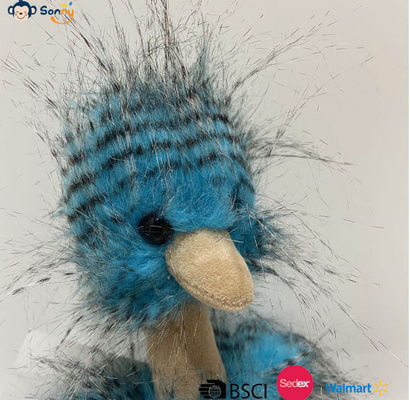 Fabrique OEM en gros personnalisé Peacock bleu Fluff autruche Plush Jouets cadeau animal fourré