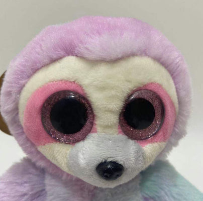 Enregistrement de logo personnalisé et répétition gauche et droite mouvement violet rose cravate teinture paresseux jouet en peluche