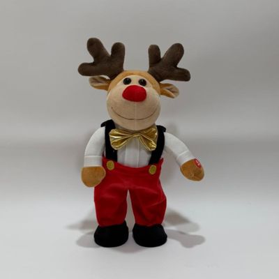 Chantant et dansant Père Noël et cerf de Noël