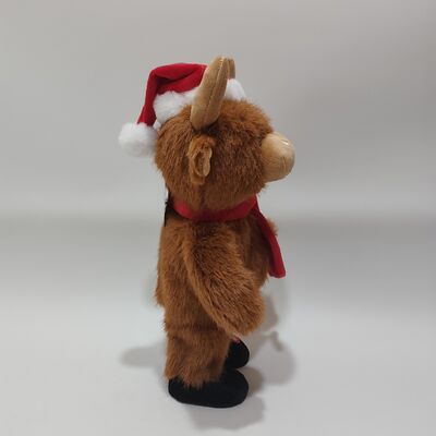 Vache des Highlands de Noël en peluche chantante et dansante