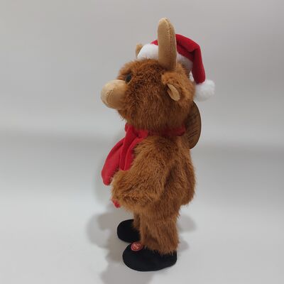 Vache des Highlands de Noël en peluche chantante et dansante