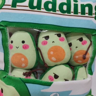 Un coussin en PVC transparent pour le pudding d'avocat avec un charmant remplissage d'avocat