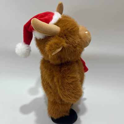 Peluche de vache des Highlands chantante et dansante pour Noël, animal en peluche musical et animé, poupée de vache des Highlands de Noël