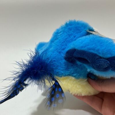 Peluche d'oiseau bleu potelé avec son, pressez pour qu'il gazouille, jouet d'oiseau en peluche amusant, jouet interactif anti-stress