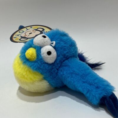 Peluche d'oiseau bleu potelé avec son, pressez pour qu'il gazouille, jouet d'oiseau en peluche amusant, jouet interactif anti-stress