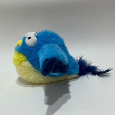 Peluche d'oiseau bleu potelé avec son, pressez pour qu'il gazouille, jouet d'oiseau en peluche amusant, jouet interactif anti-stress