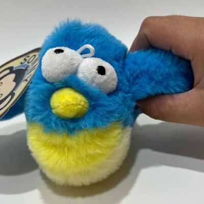 Peluche d'oiseau bleu potelé avec son, pressez pour qu'il gazouille, jouet d'oiseau en peluche amusant, jouet interactif anti-stress