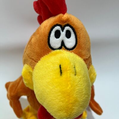 Jouet en peluche de poulet jaune à poils longs avec un collier-tirant claquant chanter et danser Doll de coq drôle Jouet interactif de soulagement du stress