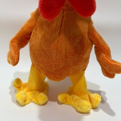 Jouet en peluche de poulet jaune à poils longs avec un collier-tirant claquant chanter et danser Doll de coq drôle Jouet interactif de soulagement du stress