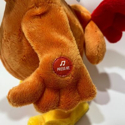 Jouet en peluche de poulet jaune à poils longs avec un collier-tirant claquant chanter et danser Doll de coq drôle Jouet interactif de soulagement du stress