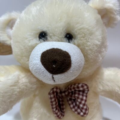 Ours en peluche interactif chantant et tapant des mains, ours musical classique avec nœud papillon à carreaux, animal en peluche