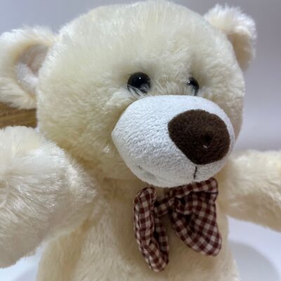 Ours en peluche interactif chantant et tapant des mains, ours musical classique avec nœud papillon à carreaux, animal en peluche
