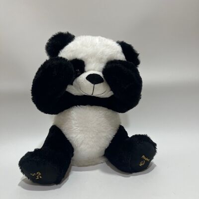 Peluche Panda Interactif Coucou avec Fonction de Répétition et Musique, Jouet Mignon de Cache-Cache Couché