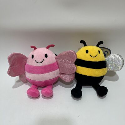 Dreamy Glitter-Winged Pink Butterfly and Classic Striped Yellow