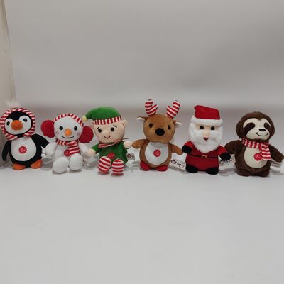 6 jouets en peluche de Noël assortis avec fonctions chantantes et lumineuses