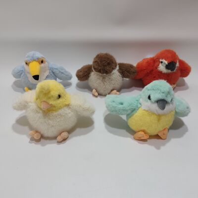 5 jouets perroquets en peluche assortis, collection colorée d'oiseaux en peluche douce