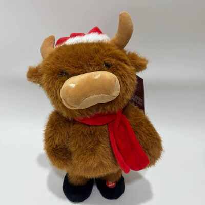 Peluche de vache des Highlands chantante et dansante pour Noël, animal en peluche musical et animé, poupée de vache des Highlands de Noël