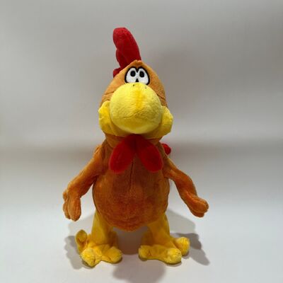 Jouet en peluche de poulet jaune à poils longs avec un collier-tirant claquant chanter et danser Doll de coq drôle Jouet interactif de soulagement du stress
